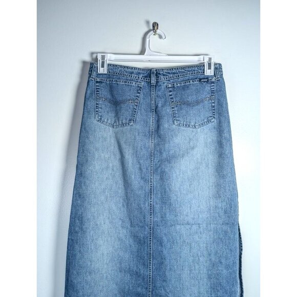 Squeeze Stephen Hardy Denim Maxi Skirt Size 11 Juniors 90s Y2K Grunge Vintage - Picture 8 of 14